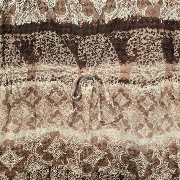 LizWear Earthy Boho Womens Top Size Medium Brown Leopard Paisley Geometric Print - Picture 7 of 10